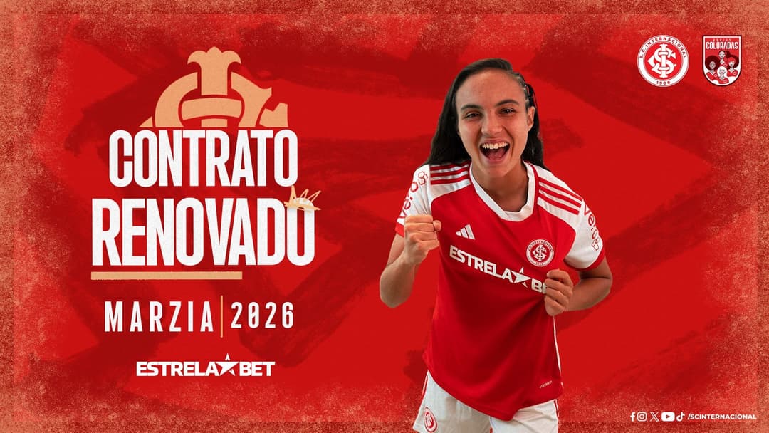 Meio-campista Marzia renova com o Inter